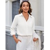 Zeagoo Blouses for Women Long Sleeve Button Down Shirts Dressy Casual Collared Tops Business Work Outfits(White)