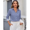 Zeagoo Blouses for Women Long Sleeve Button Down Shirts Dressy Casual Collared Tops Business Work Outfits(White Blue Striped)