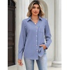 Zeagoo Blouses for Women Long Sleeve Button Down Shirts Dressy Casual Collared Tops Business Work Outfits(White Blue Striped)