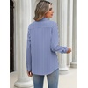 Zeagoo Blouses for Women Long Sleeve Button Down Shirts Dressy Casual Collared Tops Business Work Outfits(White Blue Striped)