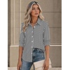 Zeagoo Button Down Shirts for Women Long Sleeve Tops Striped Solid Blouses | Collared V Neck Shirts Button Up Shirt Dressy Casual Blouses Cute Summer Fall Fashion Clothes Office Work Tops Spring Outfits(Black Striped-tz285)