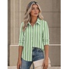 Zeagoo Button Down Shirts for Women Long Sleeve Tops Striped Solid Blouses | Collared V Neck Shirts Button Up Shirt Dressy Casual Blouses Cute Summer Fall Fashion Clothes Office Work Tops Spring Outfits(Green Striped-tz405)