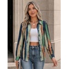 Zeagoo Button Down Shirts for Women Long Sleeve Tops Striped Solid Blouses | Collared V Neck Shirts Button Up Shirt Dressy Casual Blouses Cute Summer Fall Fashion Clothes Office Work Tops Spring Outfits(Boho Striped-cx289)