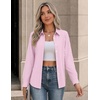 Zeagoo Button Down Shirts for Women Long Sleeve Tops Striped Solid Blouses | Collared V Neck Shirts Button Up Shirt Dressy Casual Blouses Cute Summer Fall Fashion Clothes Office Work Tops Spring Outfits(Pink Striped-tw338)