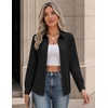 Zeagoo Button Down Shirts for Women Long Sleeve Tops Striped Solid Blouses | Collared V Neck Shirts Button Up Shirt Dressy Casual Blouses Cute Summer Fall Fashion Clothes Office Work Tops Spring Outfits(Black)