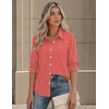 Zeagoo Button Down Shirts for Women Long Sleeve Tops Striped Solid Blouses | Collared V Neck Shirts Button Up Shirt Dressy Casual Blouses Cute Summer Fall Fashion Clothes Office Work Tops Spring Outfits(Red Striped-tw701)