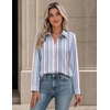 Zeagoo Button Down Shirts for Women Long Sleeve Tops Striped Solid Blouses | Collared V Neck Shirts Button Up Shirt Dressy Casual Blouses Cute Summer Fall Fashion Clothes Office Work Tops Spring Outfits(Pink Blue Striped-tz267)