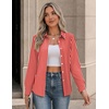 Zeagoo Button Down Shirts for Women Long Sleeve Tops Striped Solid Blouses | Collared V Neck Shirts Button Up Shirt Dressy Casual Blouses Cute Summer Fall Fashion Clothes Office Work Tops Spring Outfits(Red Striped-tw701)