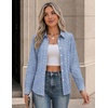 Zeagoo Button Down Shirts for Women Long Sleeve Tops Striped Solid Blouses | Collared V Neck Shirts Button Up Shirt Dressy Casual Blouses Cute Summer Fall Fashion Clothes Office Work Tops Spring Outfits(Blue Striped-tz273)