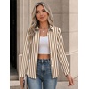 Zeagoo Button Down Shirts for Women Long Sleeve Tops Striped Solid Blouses | Collared V Neck Shirts Button Up Shirt Dressy Casual Blouses Cute Summer Fall Fashion Clothes Office Work Tops Spring Outfits(Brown Striped-tz314)