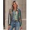 Zeagoo Button Down Shirts for Women Long Sleeve Tops Striped Solid Blouses | Collared V Neck Shirts Button Up Shirt Dressy Casual Blouses Cute Summer Fall Fashion Clothes Office Work Tops Spring Outfits(Boho Striped-cx289)