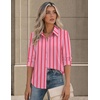 Zeagoo Button Down Shirts for Women Long Sleeve Tops Striped Solid Blouses | Collared V Neck Shirts Button Up Shirt Dressy Casual Blouses Cute Summer Fall Fashion Clothes Office Work Tops Spring Outfits(Pink Striped-tz407)