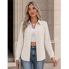 Zeagoo Button Down Shirts for Women Long Sleeve Tops Striped Solid Blouses | Collared V Neck Shirts Button Up Shirt Dressy Casual Blouses Cute Summer Fall Fashion Clothes Office Work Tops Spring Outfits(Khaki Striped-tz422)