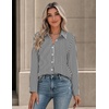 Zeagoo Button Down Shirts for Women Long Sleeve Tops Striped Solid Blouses | Collared V Neck Shirts Button Up Shirt Dressy Casual Blouses Cute Summer Fall Fashion Clothes Office Work Tops Spring Outfits(Black Striped-tz285)