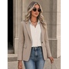 Zeagoo Button Down Shirts for Women Long Sleeve Tops Striped Solid Blouses | Collared V Neck Shirts Button Up Shirt Dressy Casual Blouses Cute Summer Fall Fashion Clothes Office Work Tops Spring Outfits(Khaki Striped-tz422)