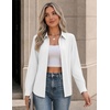 Zeagoo Button Down Shirts for Women Long Sleeve Tops Striped Solid Blouses | Collared V Neck Shirts Button Up Shirt Dressy Casual Blouses Cute Summer Fall Fashion Clothes Office Work Tops Spring Outfits(White)