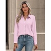 Zeagoo Button Down Shirts for Women Long Sleeve Tops Striped Solid Blouses | Collared V Neck Shirts Button Up Shirt Dressy Casual Blouses Cute Summer Fall Fashion Clothes Office Work Tops Spring Outfits(Pink Striped-tw338)