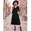 Zeagoo Fall Dresses for Women Long Sleeve Midi Dress Casual A Line Dress 2026 V Neck Flare Dress with Pockets(Black)