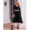 Zeagoo Fall Dresses for Women Long Sleeve Midi Dress Casual A Line Dress 2026 V Neck Flare Dress with Pockets(Black)