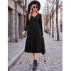 Zeagoo Fall Dresses for Women Long Sleeve Midi Dress Casual A Line Dress 2026 V Neck Flare Dress with Pockets(Black)