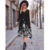 Zeagoo Fall Dresses for Women Long Sleeve Midi Dress Casual A Line Dress 2026 V Neck Flare Dress with Pockets(Black Floral)