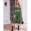 Zeagoo Fall Dresses for Women Long Sleeve Midi Dress Casual A Line Dress 2026 V Neck Flare Dress with Pockets(Green Floral)