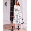 Zeagoo Fall Dresses for Women Long Sleeve Midi Dress Casual A Line Dress 2026 V Neck Flare Dress with Pockets(White Floral)