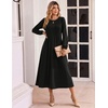Zeagoo Fall Dresses for Women Long Sleeve Midi Dress Casual A Line Dresses 2026 Pleated Flare Dress with Pockets(A-black)