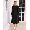 Zeagoo Fall Dresses for Women Long Sleeve Midi Dress Casual A Line Dresses 2026 Pleated Flare Dress with Pockets(A-black)