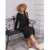 Zeagoo Fall Dresses for Women Long Sleeve Midi Dress Casual A Line Dresses 2026 Pleated Flare Dress with Pockets(A-black)
