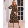 Zeagoo Fall Dresses for Women Long Sleeve Midi Dress Casual A Line Dresses 2026 Pleated Flare Dress with Pockets(Brown Floral)