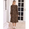 Zeagoo Fall Dresses for Women Long Sleeve Midi Dress Casual A Line Dresses 2026 Pleated Flare Dress with Pockets(Brown Floral)
