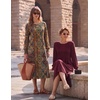 Zeagoo Fall Dresses for Women Long Sleeve Midi Dress Casual A Line Dresses 2026 Pleated Flare Dress with Pockets(Burgundy)