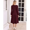 Zeagoo Fall Dresses for Women Long Sleeve Midi Dress Casual A Line Dresses 2026 Pleated Flare Dress with Pockets(Burgundy)