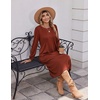 Zeagoo Fall Dresses for Women Long Sleeve Midi Dress Casual A Line Dresses 2026 Pleated Flare Dress with Pockets(Caramel)