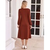 Zeagoo Fall Dresses for Women Long Sleeve Midi Dress Casual A Line Dresses 2026 Pleated Flare Dress with Pockets(Caramel)