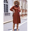 Zeagoo Fall Dresses for Women Long Sleeve Midi Dress Casual A Line Dresses 2026 Pleated Flare Dress with Pockets(Caramel)