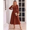Zeagoo Fall Dresses for Women Long Sleeve Midi Dress Casual A Line Dresses 2026 Pleated Flare Dress with Pockets(Caramel)