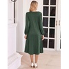 Zeagoo Fall Dresses for Women Long Sleeve Midi Dress Casual A Line Dresses 2026 Pleated Flare Dress with Pockets(Dusty Green)