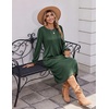 Zeagoo Fall Dresses for Women Long Sleeve Midi Dress Casual A Line Dresses 2026 Pleated Flare Dress with Pockets(Dusty Green)