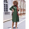 Zeagoo Fall Dresses for Women Long Sleeve Midi Dress Casual A Line Dresses 2026 Pleated Flare Dress with Pockets(Dusty Green)