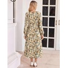Zeagoo Fall Dresses for Women Long Sleeve Midi Dress Casual A Line Dresses 2026 Pleated Flare Dress with Pockets(Khaki Floral)