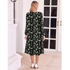 Zeagoo Fall Dresses for Women Long Sleeve Midi Dress Casual A Line Dresses 2026 Pleated Flare Dress with Pockets(Little Green Flower)