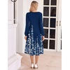 Zeagoo Fall Dresses for Women Long Sleeve Midi Dress Casual A Line Dresses 2026 Pleated Flare Dress with Pockets(Navy Floral)
