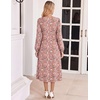 Zeagoo Fall Dresses for Women Long Sleeve Midi Dress Casual A Line Dresses 2026 Pleated Flare Dress with Pockets(Pink Floral)