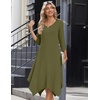 Zeagoo Midi Dresses Women 2026 Dress 3/4 Sleeve Casual Dresses with Pockets A Line Summer Beach Sundress(Army Green)