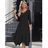 Zeagoo Midi Dresses Women 2026 Dress 3/4 Sleeve Casual Dresses with Pockets A Line Summer Beach Sundress(Black)