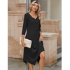 Zeagoo Midi Dresses Women 2026 Dress 3/4 Sleeve Casual Dresses with Pockets A Line Summer Beach Sundress(Black)