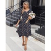 Zeagoo Midi Dresses Women 2026 Dress 3/4 Sleeve Casual Dresses with Pockets A Line Summer Beach Sundress(Blue Floral)