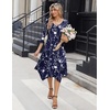 Zeagoo Midi Dresses Women 2026 Dress 3/4 Sleeve Casual Dresses with Pockets A Line Summer Beach Sundress(Blue Flower)